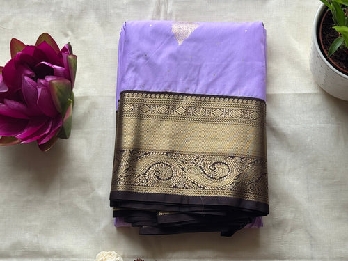 Lavanya — Lavender Handloom Kanchipuram  Silk Saree with Antique Gold Zari Border  | THRIVYA