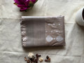 Megha — Grey Handloom Kanchipuram Silk  Saree with Silver Zari Border | THRIVYA